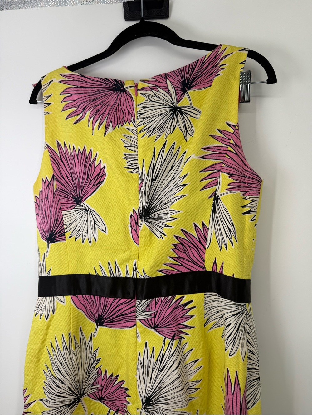 Vtg Cynthia Howie 100% cotton Sleeveless Yellow Floral Sheath Dress size 10 - Picture 8 of 10